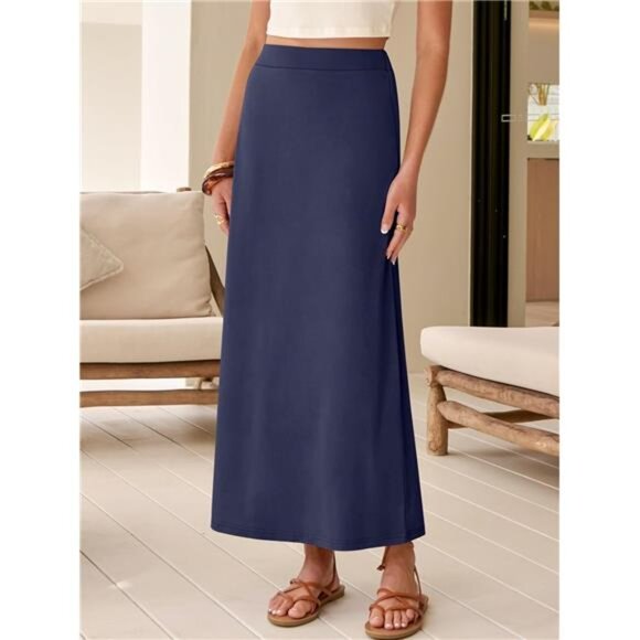 Maxi Skirts for Women Ankle Length Navy Blue - Picture 3 of 6